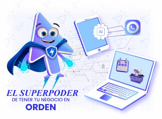 Asistente robot gestionando un negocio digital